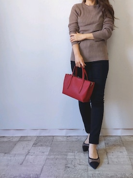 「M.deux（エムドゥ）のアイテム（ニット/セーター）」を使った、M.deux STAFF１さん（レディース・148cm）の秋コーディネート