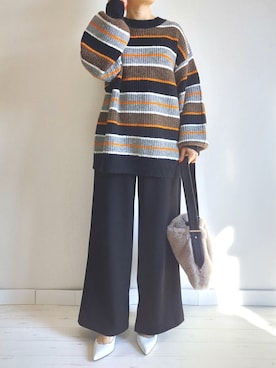 「M.deux（エムドゥ）のアイテム（パンツ）」を使った、M.deux STAFF１さん（レディース・148cm）の秋コーディネート