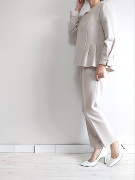 「M.deux（エムドゥ）のアイテム（パンツ）」を使った、M.deux STAFF１さん（レディース・148cm）の冬コーディネート
