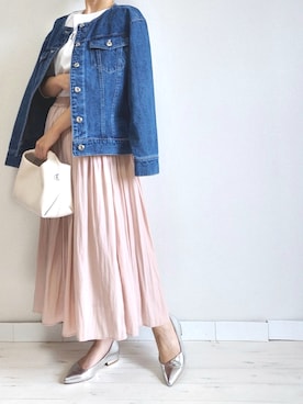 「M.deux（エムドゥ）のアイテム（スカート）」を使った、M.deux STAFF１さん（レディース・148cm）の春コーディネート