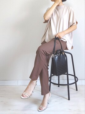 「M.deux（エムドゥ）のアイテム（スラックス）」を使った、M.deux STAFF１さん（レディース・148cm）の夏コーディネート