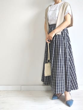 「M.deux（エムドゥ）のアイテム（スカート）」を使った、M.deux STAFF１さん（レディース・148cm）の春コーディネート