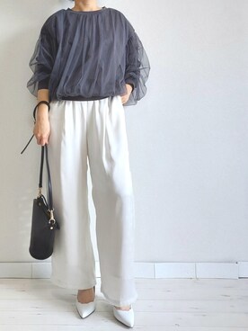 「M.deux（エムドゥ）のアイテム（パンツ）」を使った、M.deux STAFF１さん（レディース・148cm）の春コーディネート