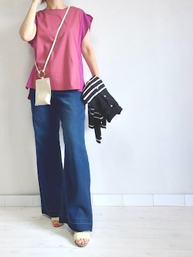 「M.deux（エムドゥ）のアイテム（パンツ）」を使った、M.deux STAFF１さん（レディース・148cm）の夏コーディネート