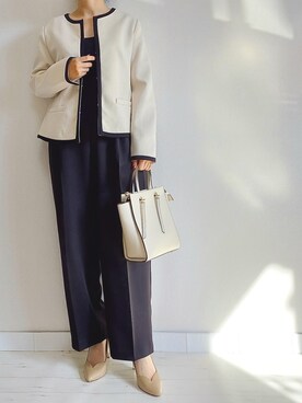 「M.deux（エムドゥ）のアイテム（その他パンツ）」を使った、M.deux STAFF１さん（レディース・148cm）の冬コーディネート