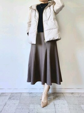 「M.deux（エムドゥ）のアイテム（ダウンジャケット/コート）」を使った、M.deux STAFF１さん（レディース・148cm）の冬コーディネート