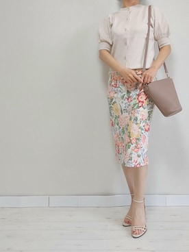 「M.deux（エムドゥ）のアイテム（スカート）」を使った、M.deux STAFF１さん（レディース・148cm）の春コーディネート
