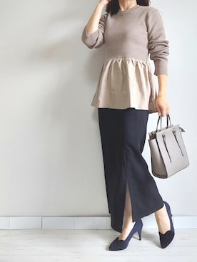 「M.deux（エムドゥ）のアイテム（スカート）」を使った、M.deux STAFF１さん（レディース・148cm）の冬コーディネート