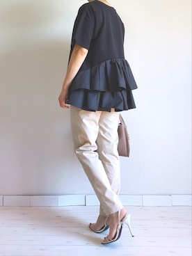 「M.deux（エムドゥ）のアイテム（パンツ）」を使った、M.deux STAFF１さん（レディース・148cm）の春コーディネート