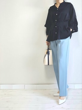 「M.deux（エムドゥ）のアイテム（パンツ）」を使った、M.deux STAFF１さん（レディース・148cm）の冬コーディネート