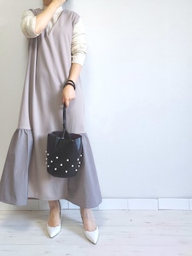 「M.deux（エムドゥ）のアイテム（ワンピース）」を使った、M.deux STAFF１さん（レディース・148cm）の冬コーディネート