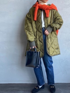 「オリーブ」｜「アイテム（その他アウター）」を使った、Uさん（レディース・156cm）の冬コーディネート