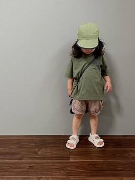 「アイテム（キャップ）」を使った、韓国子供服HUM.さん（キッズ・100cm）の夏コーディネート