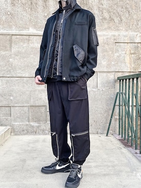 「オフホワイト」｜「アイテム（ブルゾン）」を使った、Haruさん（メンズ・183cm）の秋コーディネート