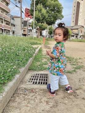 「SKECHERS（スケッチャーズ）のアイテム」を使った、senaさん（キッズ・90cm）の夏コーディネート