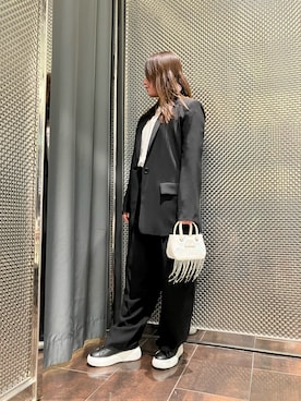 「AXchange」｜「アイテム（スラックス）」を使った、myc.☻*さん（レディース・155cm）の春コーディネート