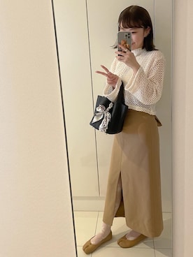 「Maison Margiela（メゾンマルジェラ）のアイテム（スリッポン、ベージュ系）」を使った、yuika05さん（レディース・154cm）の秋コーディネート