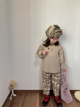 「Birthday（バースデイ）のアイテム（ニット/セーター、ベージュ系）」を使った、honooo01さん（キッズ・110cm）の秋コーディネート