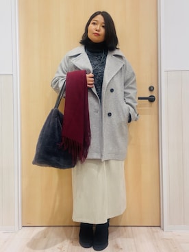 「アイテム（チェスターコート）」を使った、すーさん（レディース・160cm）の秋コーディネート