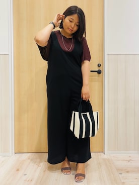「パンツスタイル」｜「アイテム（オールインワン・サロペット）」を使った、すーさん（レディース・160cm）の夏コーディネート