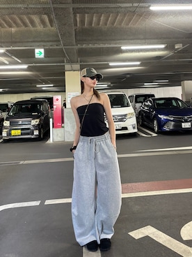 「UNIQLO（ユニクロ）のアイテム（チューブトップ）」を使った、ERIKAさん（レディース・168cm）の夏コーディネート