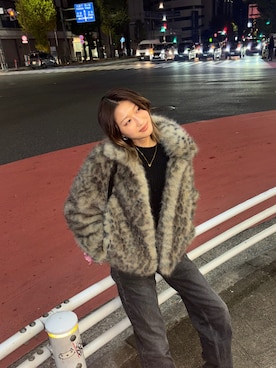 「ファーコート」｜ERIKAさん（レディース・168cm）の冬コーディネート
