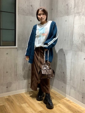 「PBLIM（ページボーイリム）のアイテム（帽子）」を使った、みくるんさん（レディース・156cm）の秋コーディネート