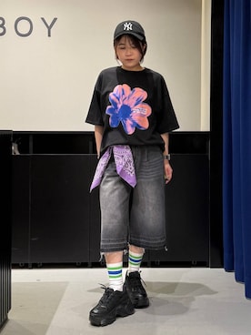 「PAGEBOY（ページボーイ）のアイテム（キャップ）」を使った、みくるんさん（レディース・156cm）の夏コーディネート