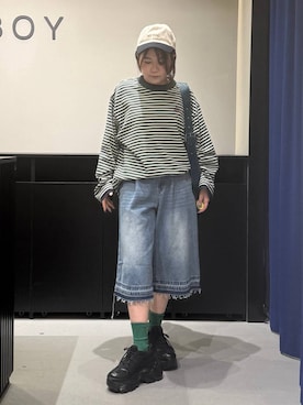 「PBLIM（ページボーイリム）のアイテム」を使った、みくるんさん（レディース・156cm）の夏コーディネート