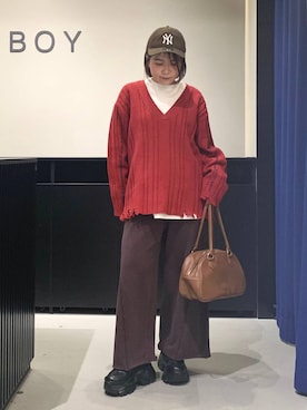 「PBLIM（ページボーイリム）のアイテム（Tシャツ/カットソー）」を使った、みくるんさん（レディース・156cm）の秋コーディネート