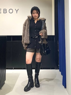 「PBLIM（ページボーイリム）のアイテム（帽子）」を使った、みくるんさん（レディース・156cm）の秋コーディネート