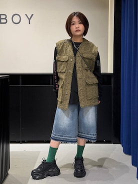 「厚底シューズ」｜「アイテム（その他アウター）」を使った、みくるんさん（レディース・156cm）の夏コーディネート