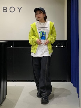 「PBLIM（ページボーイリム）のアイテム（Tシャツ/カットソー）」を使った、みくるんさん（レディース・156cm）の秋コーディネート