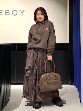 「メガネ女子」｜みくるんさん（レディース・156cm）の秋コーディネート