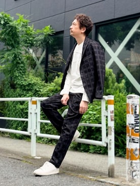 「アイテム（セットアップ）」を使った、OMI2さん（メンズ・180cm）の夏コーディネート