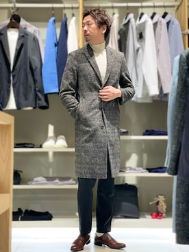 「アイテム（チェスターコート）」を使った、OMI2さん（メンズ・180cm）の秋コーディネート