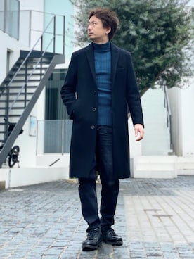 「アイテム（チェスターコート）」を使った、OMI2さん（メンズ・180cm）の冬コーディネート