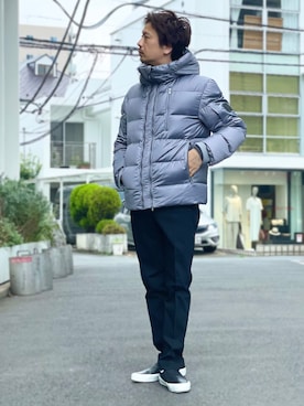 「アイテム（ダウンジャケット/コート）」を使った、OMI2さん（メンズ・180cm）の夏コーディネート