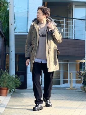 「おでかけコーデ」｜「アイテム（モッズコート）」を使った、OMI2さん（メンズ・180cm）の冬コーディネート