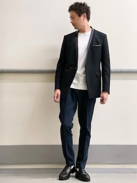 「アイテム（ノーカラージャケット）」を使った、OMI2さん（メンズ・180cm）の夏コーディネート