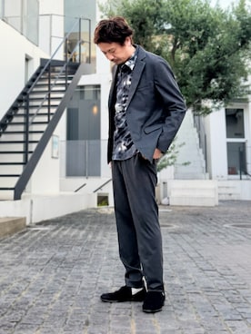 「アイテム（セットアップ）」を使った、OMI2さん（メンズ・180cm）の夏コーディネート