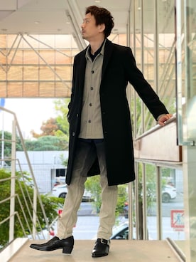 「アイテム（スリッポン）」を使った、OMI2さん（メンズ・180cm）の秋コーディネート