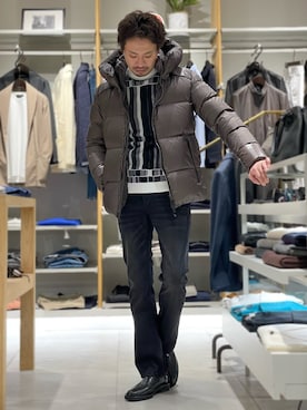 「アイテム（ダウンジャケット/コート）」を使った、OMI2さん（メンズ・180cm）の秋コーディネート
