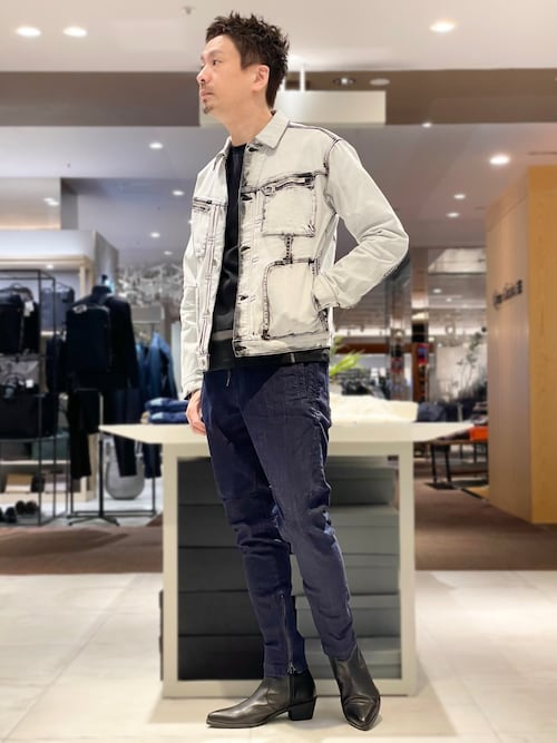ジャケット・アウター 5351 POUR LES HOMMES black denim jacket セットアップ対応】オリジナルバンダナ付き コーティング デニム