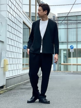 「アイテム（ノーカラージャケット）」を使った、OMI2さん（メンズ・180cm）の秋コーディネート