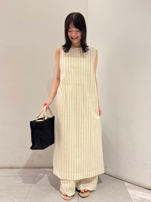 new basic インドコットンサッカーストライプワンピース