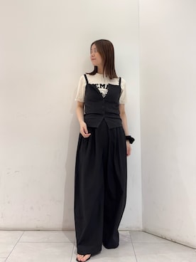 「URBAN RESEARCH（アーバンリサーチ）の『別注』onit×URBAN RESEARCH　キャミソールトップス（キャミソール、ブラック系）」を使った、suzukoさん（レディース・161cm）の夏コーディネート