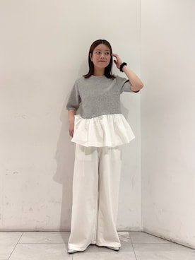 「URBAN RESEARCH（アーバンリサーチ）のドッキングペプラムカットソー（Tシャツ/カットソー、グレー系）」を使った、suzukoさん（レディース・161cm）の春コーディネート