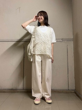 「URBAN RESEARCH（アーバンリサーチ）の2wayコードレースベスト（ベスト）」を使った、suzukoさん（レディース・161cm）の夏コーディネート