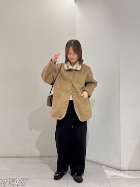 「寒い」｜「アイテム（ムートンコート）」を使った、suzukoさん（レディース・161cm）の冬コーディネート